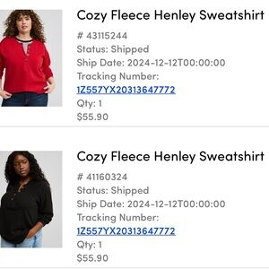 Two Torrid Red and Black Crew Neck Sweaters Cozy Fleece
